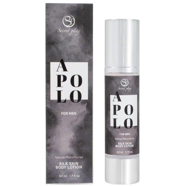 Loțiune pentru bărbați SECRET PLAY APOLO Silky Skin, pentru corp, păr și masaj, cu feromoni, note de patchouli și scorțișoară, 50 ml 1 Loțiune pentru bărbați SECRET PLAY APOLO Silky Skin