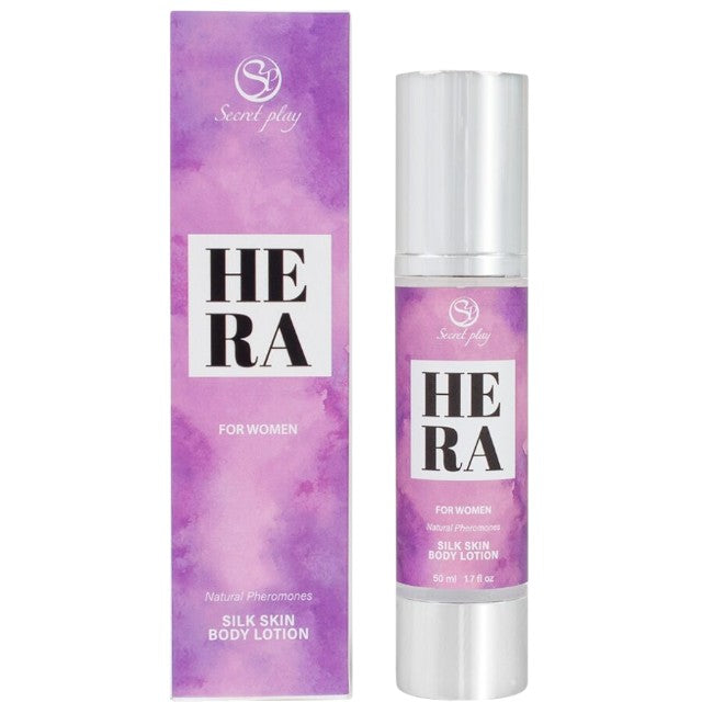 Loțiune pentru femei SECRET PLAY HERA Silky Skin, pentru corp, păr și masaj, cu feromoni, note de vanilie neagră și pară, 50 ml 1 Loțiune pentru femei SECRET PLAY HERA Silky Skin