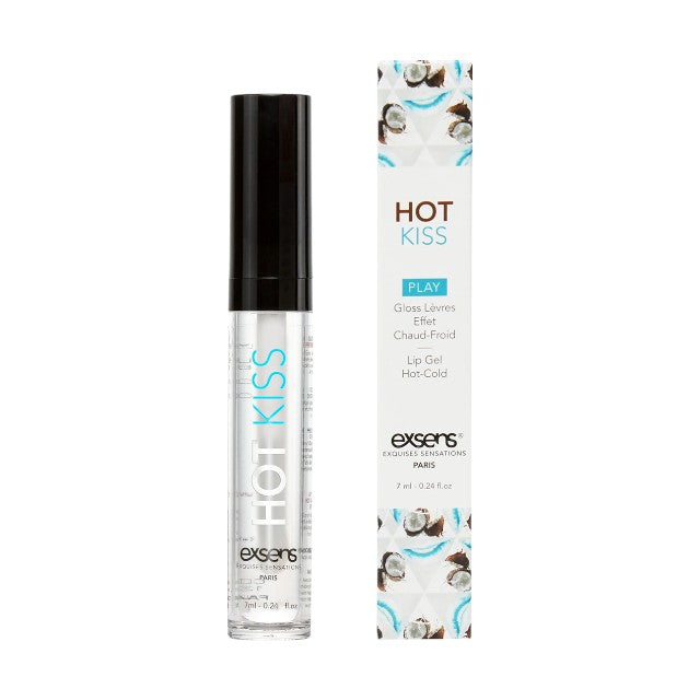 Luciu de buze pentru sex oral EXSENS Hot Kiss Coconut, efect dublu de încălzire și răcire, aromă de cocos, 7 ml 1 Luciu de buze pentru sex oral EXSENS Hot Kiss Coconut