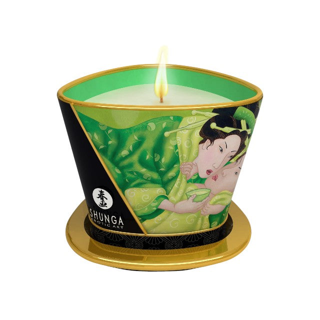 Lumânare pentru masaj SHUNGA Zenitude - Exotic Green Tea, cu uleiuri 100% naturale, cu aromă de ceai verde, 170 ml 1 Lumânare pentru masaj SHUNGA Zenitude - Exotic Green Tea