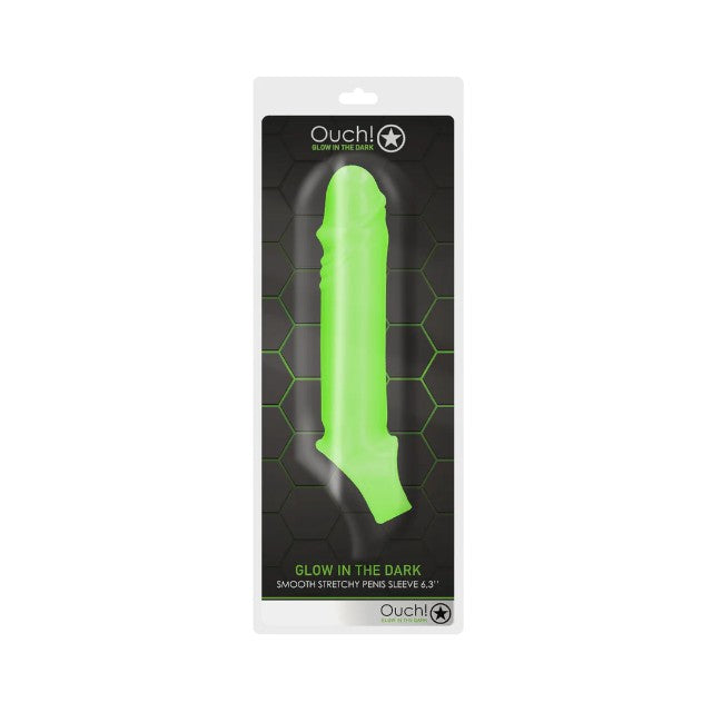 Manșon realist pentru penis OUCH! Glow In The Dark Penis Sleeve 6.3”, cu inel pentru testicule, 15.5 cm, verde fosforescent 1 Manșon realist pentru penis OUCH! Glow In The Dark Penis Sleeve 6.3”