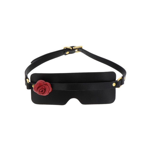 Mască TABOOM Blindfold Wild Roses pentru jocuri erotice BDSM, cu trandafir decorativ, din piele ecologică, culoare negru cu roșu 1 Mască TABOOM Blindfold Wild Roses pentru jocuri erotice BDSM