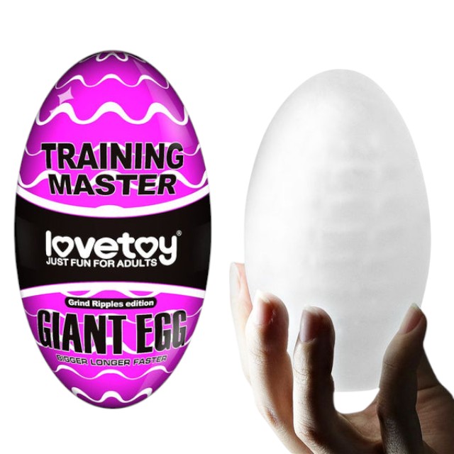 Masturbator manual LOVETOY Training Master Grind Ripples, din TPE transparent, în formă de ou, lungime 13 cm (mov) 1 Masturbator manual LOVETOY Training Master Grind Ripples