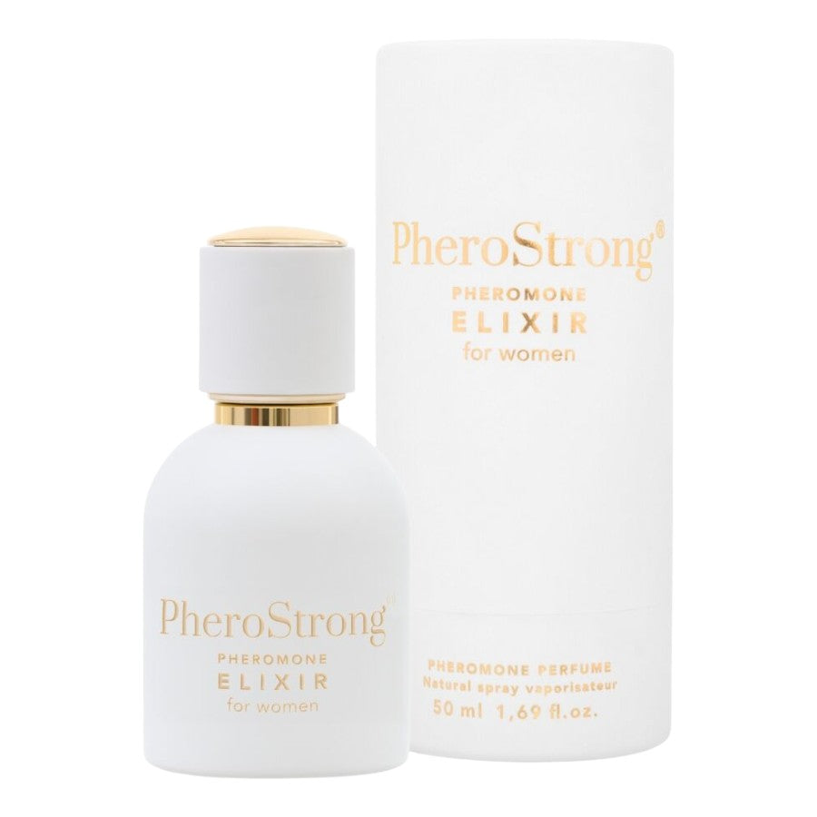 Parfum cu feromoni PHEROSTRONG Elixir, pentru femei, cu note de mosc alb, ambră și vanilie de Madagascar, alb, 50 ml 1 Parfum cu feromoni PHEROSTRONG Elixir