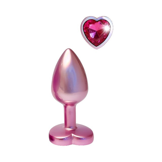 Plug anal DREAMTOYS Pearl Pink Plug, cu bază în formă de inimă, lungime 7.1 cm, diametru 2.7 cm, roz, mărime S 1 Plug anal DREAMTOYS Pearl Pink Plug