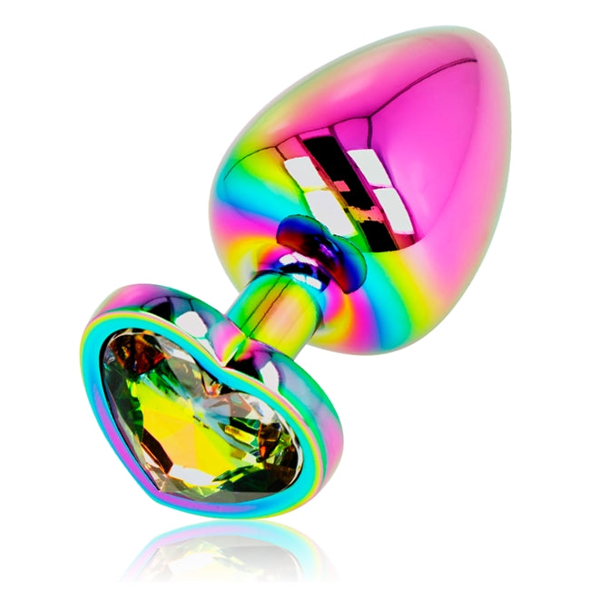 Plug anal OHMAMA - Iridescent Heart, din material metalic, marime L 1 Plug anal OHMAMA - Iridescent Heart