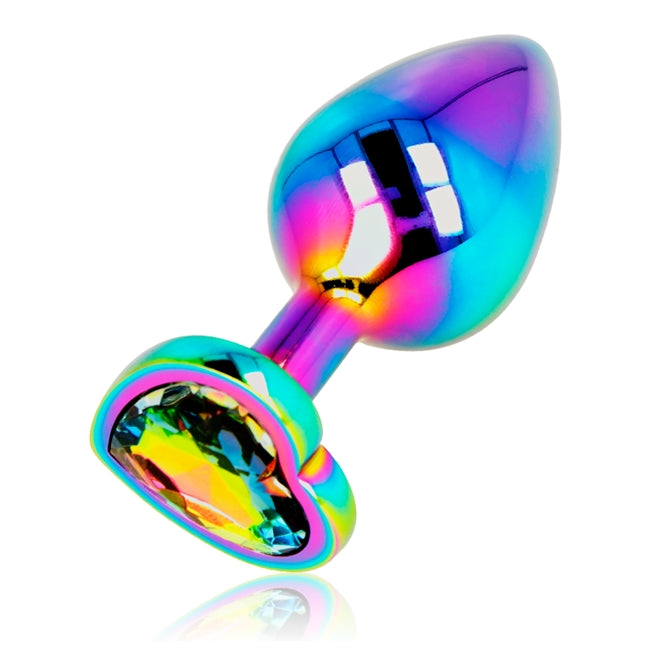 Plug anal OHMAMA - Iridescent Heart, din material metalic, marime M 1 Plug anal OHMAMA - Iridescent Heart