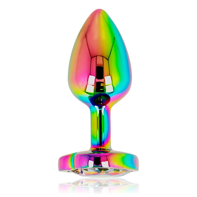 Plug anal OHMAMA - Iridescent Heart, din material metalic, marimea S 1 Plug anal OHMAMA - Iridescent Heart