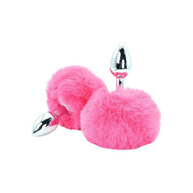 Plug anal TOYJOY Enchanting Bunnytail, din aluminiu, cu bază în formă de coadă de iepuraș, lungime 7 cm, diametru 2.6 cm, culoare roz 1 Plug anal TOYJOY Enchanting Bunnytail