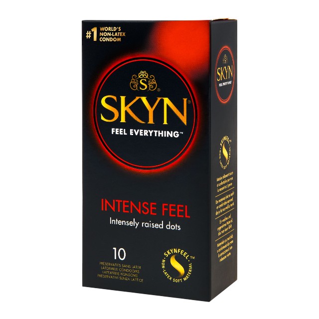 Prezervative MANIX Skyn Intense Feel, fără latex, texturate, subțiri și rezistente, diametru 53 mm, 10 bucăți 1 Prezervative MANIX Skyn Intense Feel