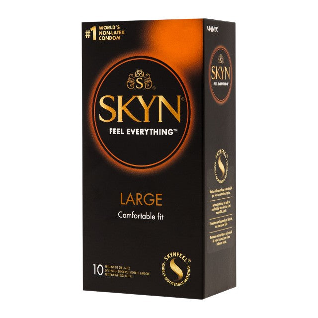 Prezervative MANIX Skyn Large, fără latex, lubrifiate, subțiri și rezistente, diametru 56 mm, 10 bucăți 1 Prezervative MANIX Skyn Large