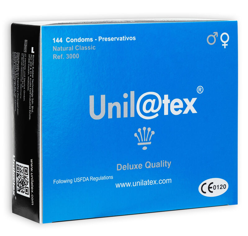 Prezervative profesionale, Unilatex Natural, lubrifiate si rezistente, 54 mm, 144 buc 1 Prezervative profesionale