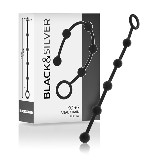 Rozariu Anal BLACK&SILVER - KORG pentru incepatori, 21 cm 1 Rozariu Anal BLACK&SILVER - KORG pentru incepatori