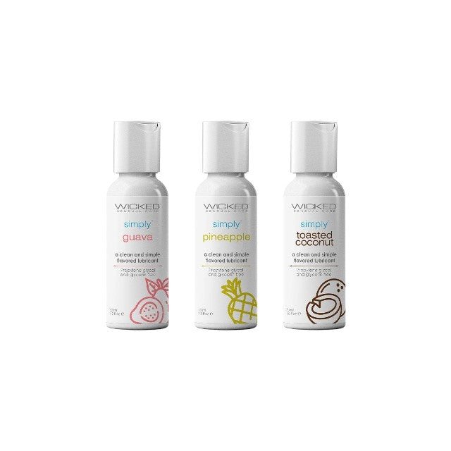 Set 3 lubrifianți WICKED Simply Tropical Trio, formulă inovatoare pe bază de apă, cu arome de guava, ananas și cocos, 3 x 30 ml 1 Set 3 lubrifianți WICKED Simply Tropical Trio