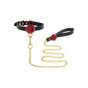 Set TABOOM Collar & Leash Wild Roses pentru jocuri erotice BDSM