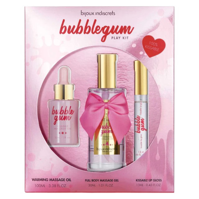 Set cadou erotic BIJOUX INDISCRETS Bubblegum Play Kit, cu ulei de masaj și luciu de buze pentru sex oral 1 Set cadou erotic BIJOUX INDISCRETS Bubblegum Play Kit