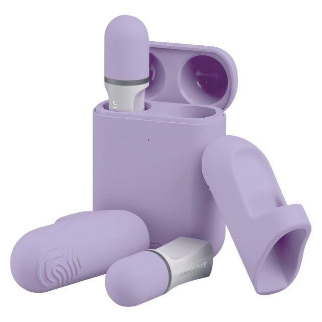 Set stimulatoare pentru clitoris JIMMYJANE Hello Touch Pro, control prin telecomandă, 2 x 10 funcții de vibrație, cu huse pentru deget, mov 1 Set stimulatoare pentru clitoris JIMMYJANE Hello Touch Pro