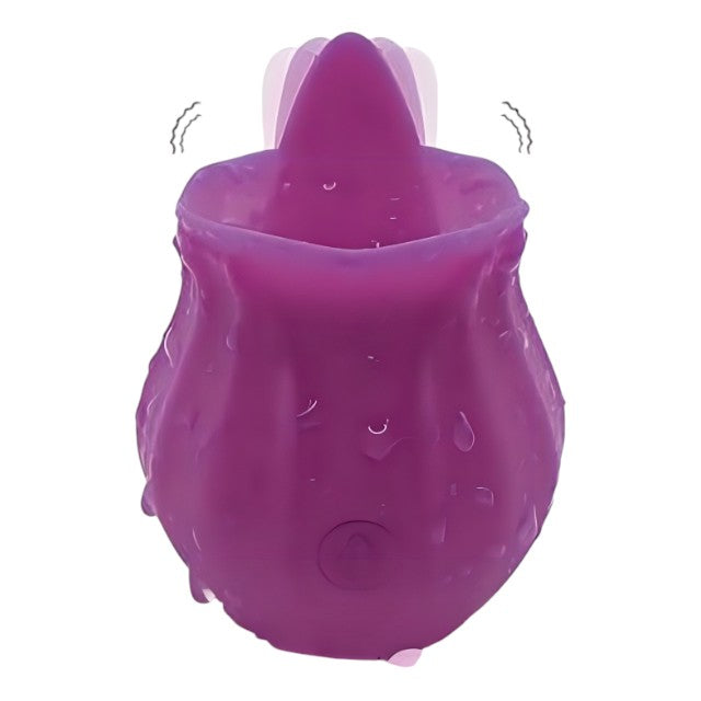 Stimulator clitoris HAPPY MEETING - Rose with Tongue, cu funcție de simulare sex oral, 10 funcții de vibrație, în formă de trandafir, culoarea mov 1 Stimulator clitoris HAPPY MEETING - Rose with Tongue