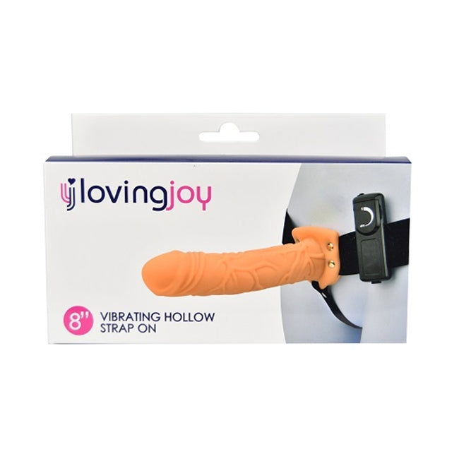 Strap On LOVINGJOY - Vibrating Hollow, extensie de penis cu vibratie, 20 cm, culoarea pielii 1 Strap On LOVINGJOY - Vibrating Hollow