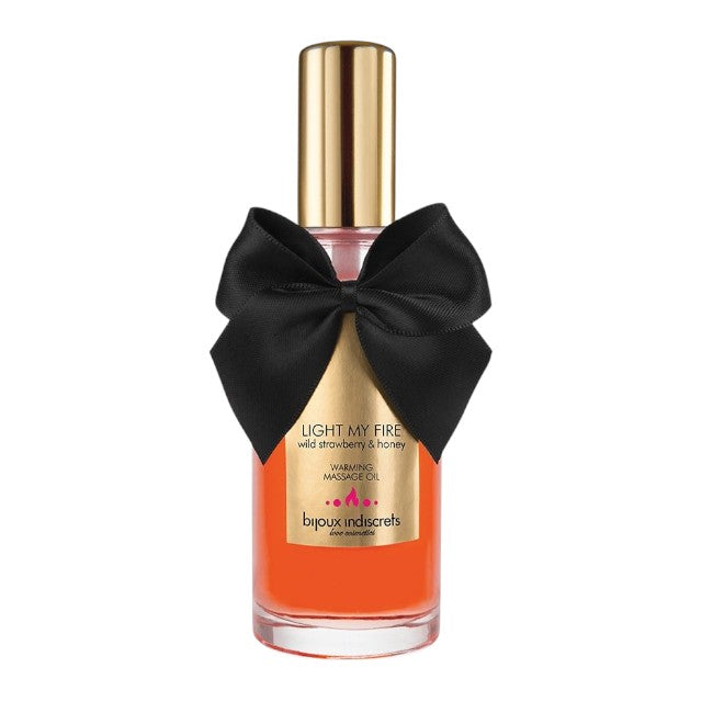 Ulei de masaj BIJOUX INDISCRETS Light My Fire Wild Strawberry, cu efect de încălzire, aromă de căpșuni și miere, 100 ml 1 Ulei de masaj BIJOUX INDISCRETS Light My Fire Wild Strawberry