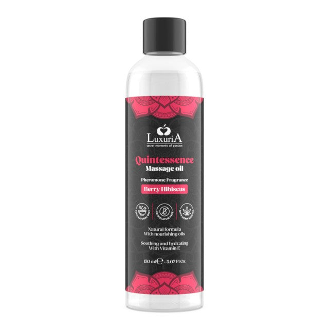Ulei de masaj LUXURIA Quintessence Berry Hibiscus, cu vitamina E și feromoni, cu aromă de zmeură și hibiscus, 150 ml 1 Ulei de masaj LUXURIA Quintessence Berry Hibiscus