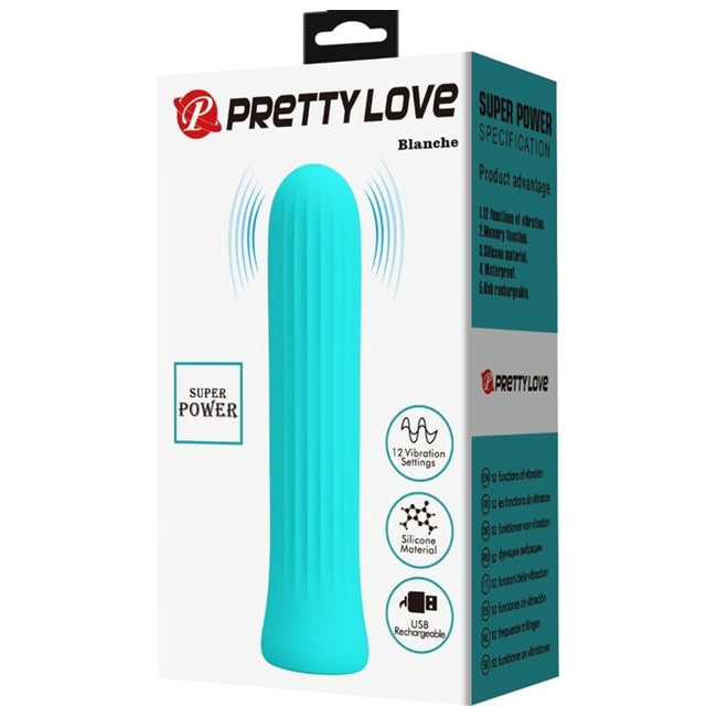 Vibrator Bullet PRETTY LOVE - BLANCHE Blue reincarcabil, cu 12 functii de vibratii 1 Vibrator Bullet PRETTY LOVE - BLANCHE Blue reincarcabil