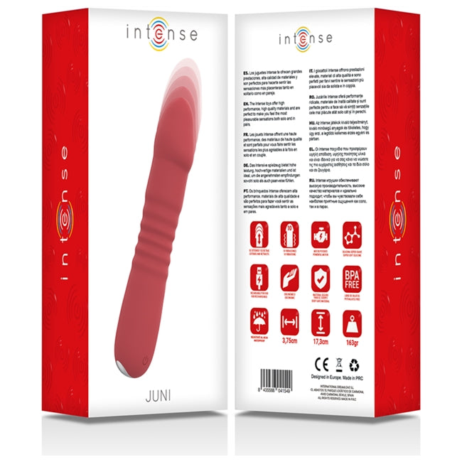 Vibrator INTENSE - JUNI cu mod de penetrare automat și 10 funcții de vibrații, Roșu 1 Vibrator INTENSE - JUNI cu mod de penetrare automat și 10 funcții de vibrații