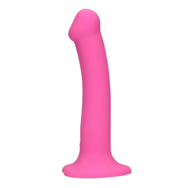 Vibrator LOVELINE Non-Phallic Vibrating Dildo Medium, cu ventuză, compatibil cu ham strap-on, 10 funcții de vibrație, 18.1 cm, roz 1 Vibrator LOVELINE Non-Phallic Vibrating Dildo Medium