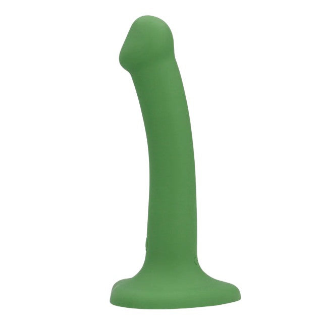 Vibrator LOVELINE Non-Phallic Vibrating Dildo Small, cu ventuză, compatibil cu ham strap-on, 10 funcții de vibrație, 16.5 cm, verde 1 Vibrator LOVELINE Non-Phallic Vibrating Dildo Small