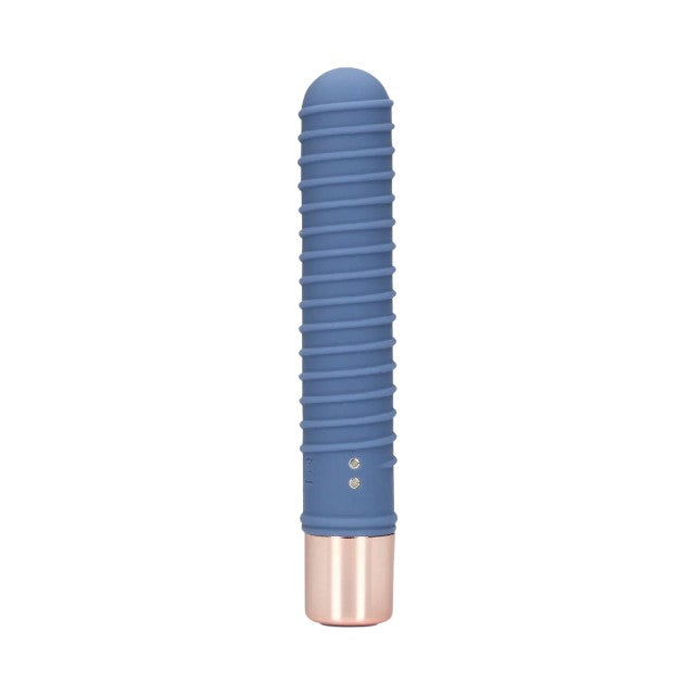 Vibrator LOVELINE Ribbed Mini Vibrator, cu striații pentru stimulare versatilă, 10 funcții de vibrație, lungime 14.1 cm, albastru 1 Vibrator LOVELINE Ribbed Mini Vibrator