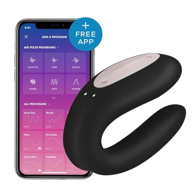 Vibrator SATISFYER - Joy Black, control prin aplicatie, pentru stimulare interna si clitoridiana 1 Vibrator SATISFYER - Joy Black