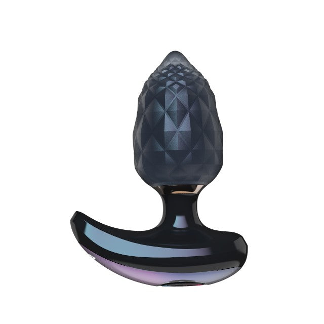 Vibrator anal TINGON A1, cu aplicație, textură geometrică pentru stimulare unică, 12 funcții de vibrație, 5 viteze, gri cu negru 1 Vibrator anal TINGON A1