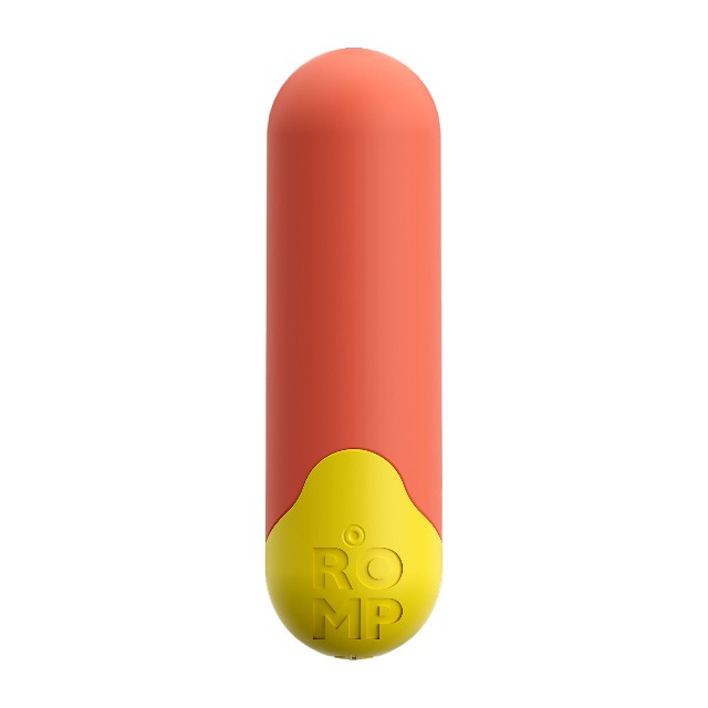 Vibrator bullet ROMP RIOT, pentru stimularea clitorisului, 10 funcții de vibrație, rezistent la apă IPX5, portocaliu cu galben 1 Vibrator bullet ROMP RIOT