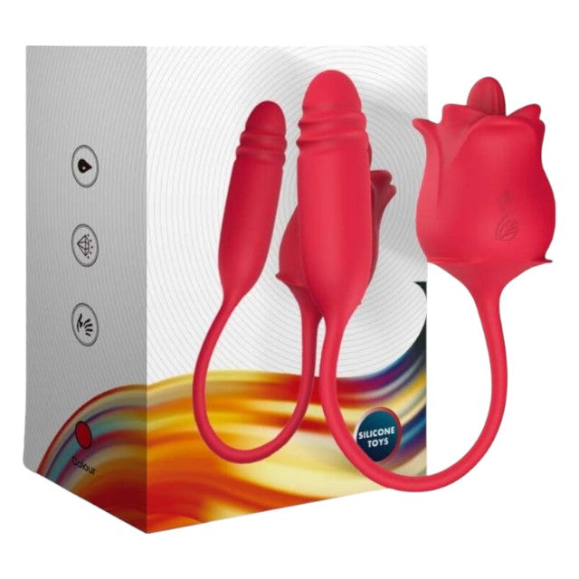 Vibrator dublu ARMONY Rose 3 in 1, în formă de trandafir, 10 funcții de aspirație, 10 funcții de vibrație, roșu 1 Vibrator dublu ARMONY Rose 3 in 1