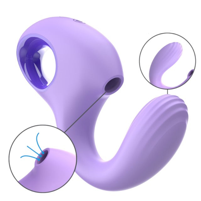 Vibrator dublu INTENSE BAXTER, pentru stimulare clitoridiană și vaginală, 10 funcții de vibrație, control prin telecomandă, mov 1 Vibrator dublu INTENSE BAXTER