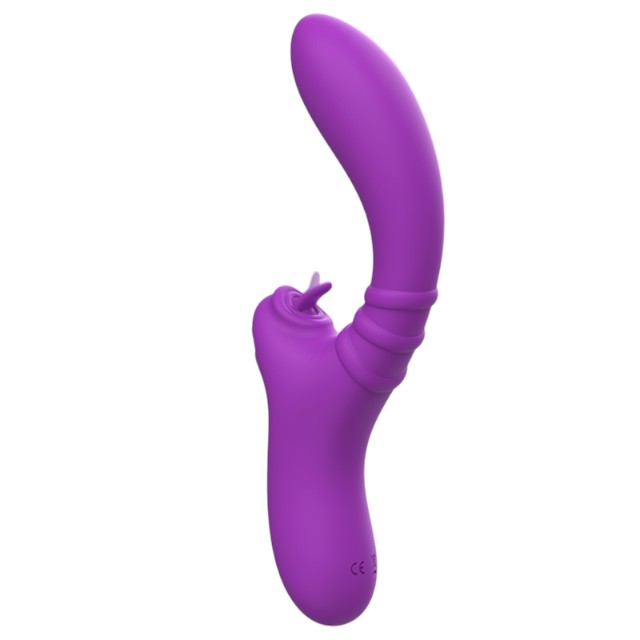 Vibrator dublu INTENSE HARRY, cu funcție de simulare sex oral, 20 funcții de vibrație, design curbat pentru stimularea punctului G, mov 1 Vibrator dublu INTENSE HARRY