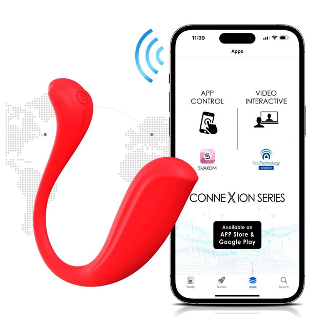 Vibrator dublu SVAKOM Phoenix Neo 2, cu control prin aplicație, 11 funcții de vibrație, funcție interactivă cu camera web, roșu 1 Vibrator dublu SVAKOM Phoenix Neo 2