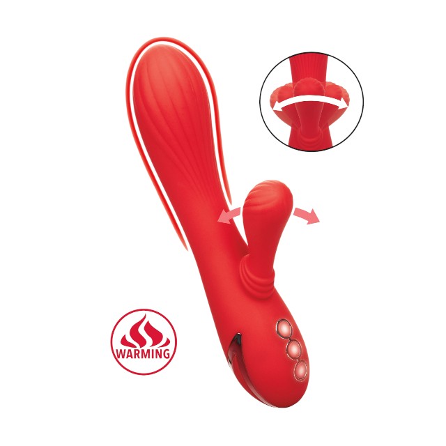 Vibrator rabbit CALEXOTICS Palisades Passion, pentru stimularea clitorisului și punctului G, cu funcție de încălzire, 10 funcții de vibrație, roșu 1 Vibrator rabbit CALEXOTICS Palisades Passion