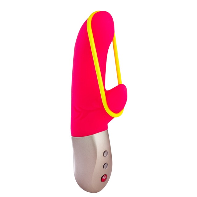 Vibrator rabbit FUN FACTORY Amorino, 12 funcții de vibrație, rezistent la apă, lungime 17 cm, culoare roz cu galben 1 Vibrator rabbit FUN FACTORY Amorino