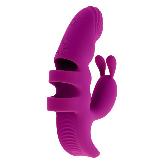 Vibrator rabbit pentru deget PLAYBOY Lend A Hand, pentru stimulare clitoris și punctul G, 7 funcții de vibrații, mov 1 Vibrator rabbit pentru deget PLAYBOY Lend A Hand