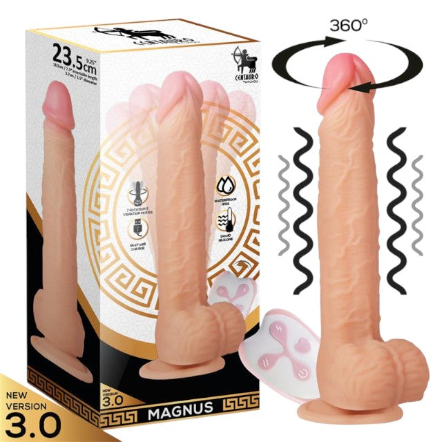 Vibrator realist CENTAURO Magnus 3.0, control prin telecomandă, 7 funcții de vibrație și rotație 360º, rezistent la apă, 23.5 cm 1 Vibrator realist CENTAURO Magnus 3.0